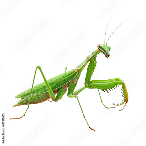 Praying mantis isolated on transparent or white background