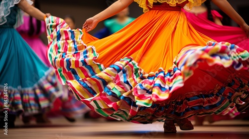 Traditional mexican dance. colorful swirling skirts capture vibrant energy and cultural essence