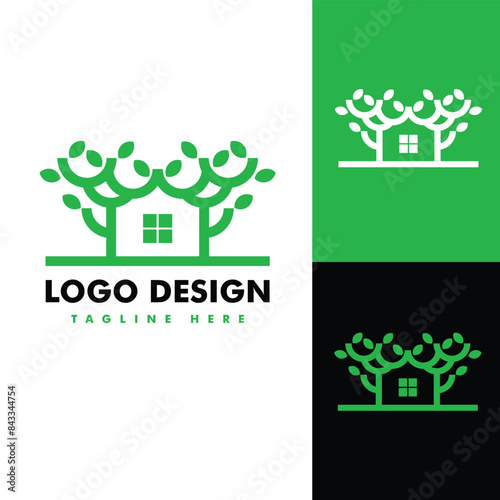 Nature Homes leaves green logo design vector 