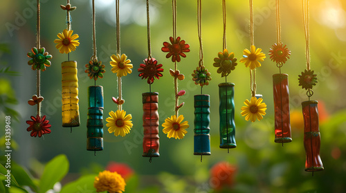 Colorful beaded strings hanging decoratively.