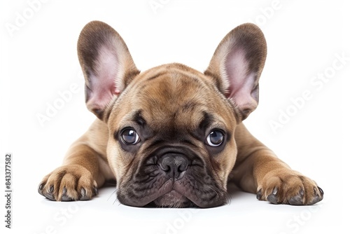 French Bulldog Puppy with Squishy Face and Wrinkled Brow: A French Bulldog puppy with a squishy face and a wrinkled brow, showcasing its adorable and expressive features