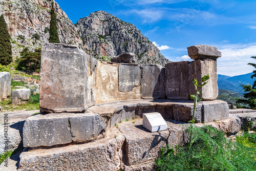 Ancient columns of Delphi, an archaeological site in Greece