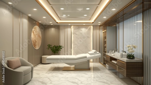 VIP treatment room in a dermatology and beauty clinic showcasing elegant interior