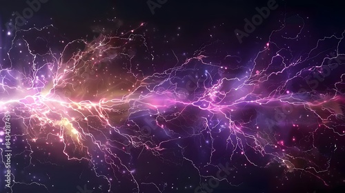 A flash of lightning and thunder spark on a transparent background. Modern lightning, electricity blast, or thunderbolt in the sky. Natural phenomenon of nerve cells or neural systems.