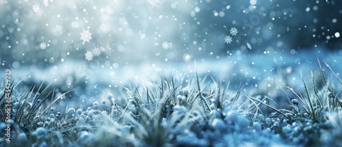 Grass field backdrop. 3D render of a snowy scene...