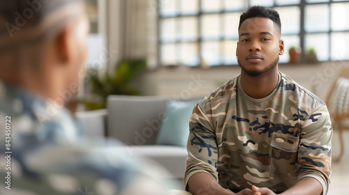 a of a veteran participating in a culturally tailored mindfulness or meditation session, led by an instructor who shares their cultural background, Culturally Respon