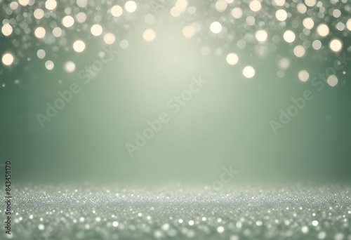 Glitter bokeh gradient background pale green color copy space abstract wave backdrop, banner poster header design