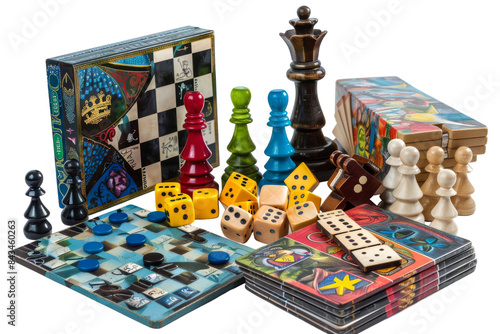 Classic Board Games for Couples' Fun Nights Isolated On Transparent Background