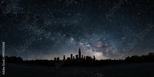 Blackout and power outage. A city skyline under a stunning starry night sky, illustrating the vastness of the universe and urban beauty. The concept is cosmic and urban wonder.