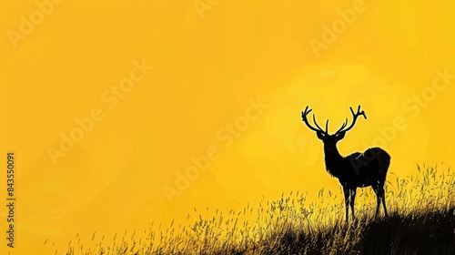 Silhouette of a Deer Against a Yellow Sunset"ChatGPT