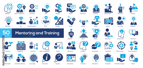 Mentoring and Training Icon Collection Glyph Color Style