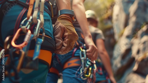 Close-up of Diverse Hands Climbing with Sharp Detail and Softly Blurred Background in Outdoor Adventure Setting