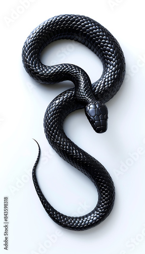 black mamba snake isolated on white