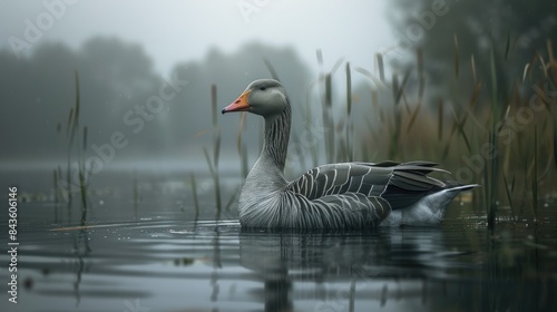 Goose of the Greylag species found in a solitary environment