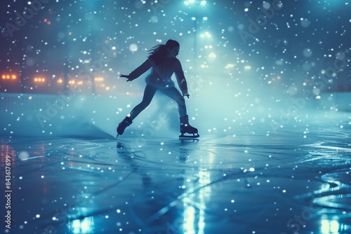 Graceful Figure Skater Spinning Elegantly on the Ice