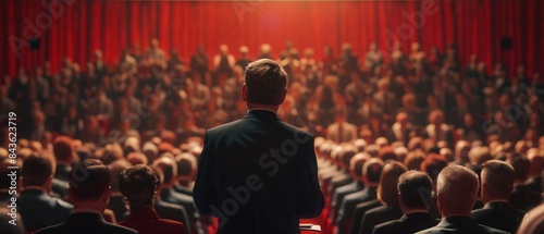 A politician making a speech to a large group of people, 8k uhd