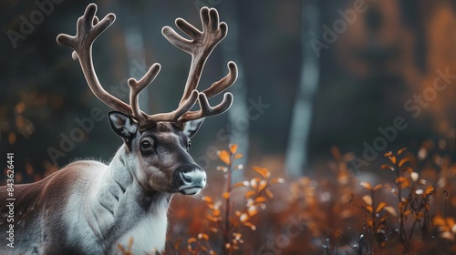 majestic reindeer in natural habitat celebrating cute wildlife and biodiversity artistic portrait