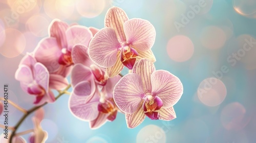 Backgrounds featuring gentle colors of nature with solitary orchid blooms