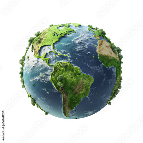 3d rendered planet Earth sphere globe isolated on a transparent background save Planet green Earth concept