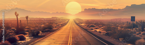 Beautiful sun rising sky with asphalt highways road in rural nature tranquil background 