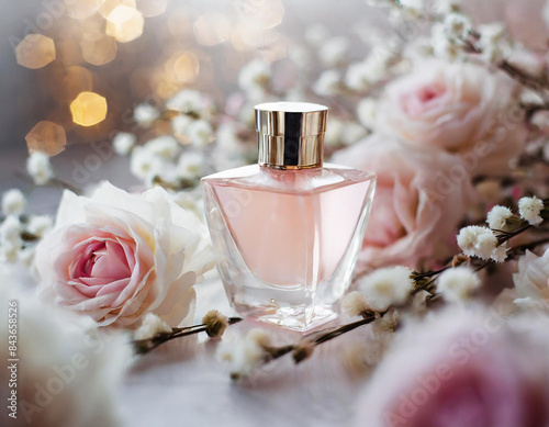 Różowe różane perfumy kwiatowe flakon