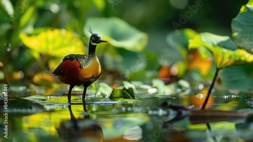 Bronze winged jacana living in a secluded environment