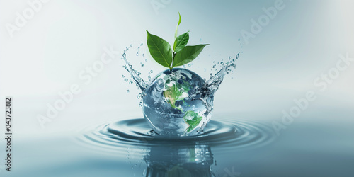 Saving water and world environmental protection concept. Eearth, globe, ecology, nature, planet concepts 