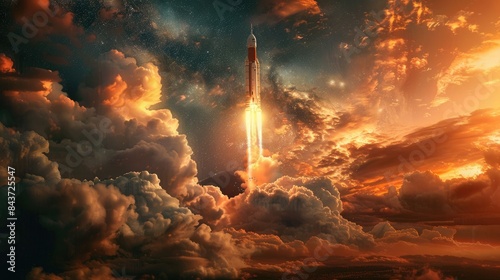 Dynamic Rocket Launch Image: Symbolizing Humanity's Quest for Exploration