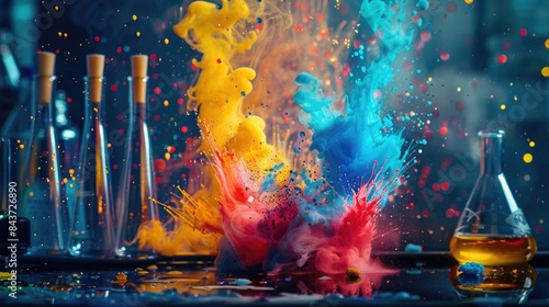 A chemistry experiment Explosive burst of colors in lab