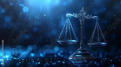 Scales of Justice with Blue Bokeh Background
