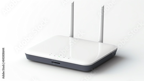 WiFi router with strong signal, isolated on white background, modern design, highquality visuals, copy space