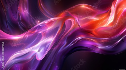 a 3d abstract with colorful reflections in the shades of purple while giving a depth effect
