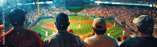 Men watching a baseball game from the stands