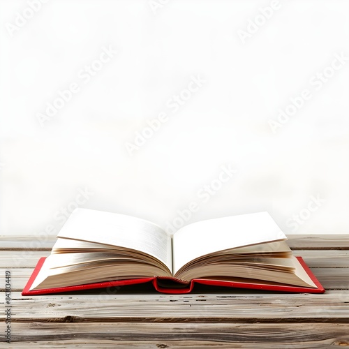 red open book on the wooden table 