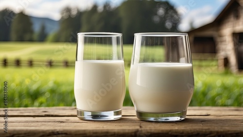 A glass of fresh, nonhomogenized milk with a rich, creamy top layer that clearly shows the quality and environmental friendliness of the dairy farming operations.