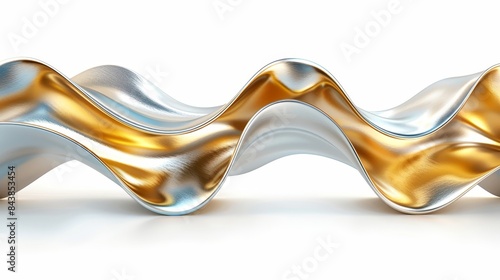 The image shows a flowing wave of liquid metal, with a shiny reflective surface