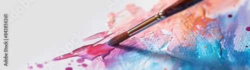 Artist painting with watercolors, 3D rendering, creative process, artistic creation