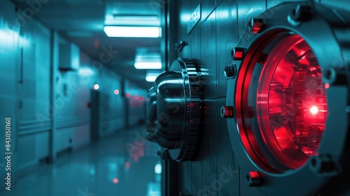 A bank vault with a silent alarm, notifying police discreetly when unauthorized access is attempted during a heist
