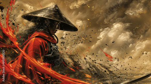 Asian Samurai abstract background