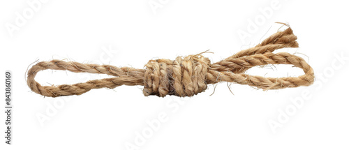 Close-up of a knotted rope isolated on black background.