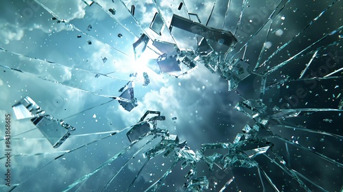 shattered glass barrier symbolizing the breakthrough of isolation and loneliness dramatic 3d rendering
