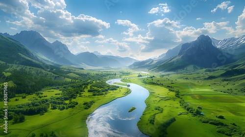 Lush valley with a river img