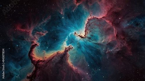 abstract image of a colorful nebula The colors are vibrant and saturated