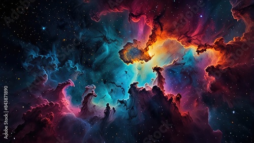 abstract image of a colorful nebula The colors are vibrant and saturated