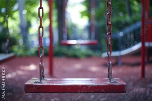 Red empty swings 