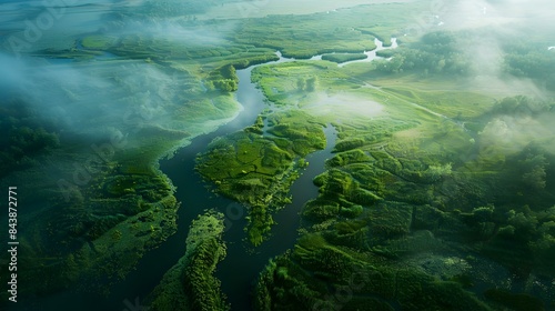 Wetland area with meandering streams picture