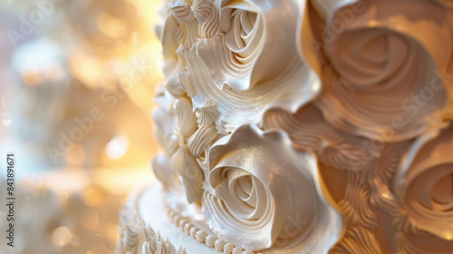Exquisite Texture: A Close-up of the Intricate Details of a Wedding Cake