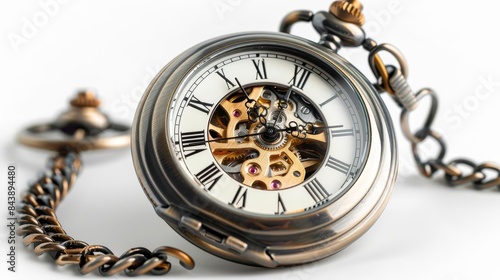 close up of a pocket watch with a chain