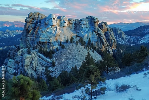 Iconic American Monument: Mount Rushmore's Majestic Sculpted Presidents