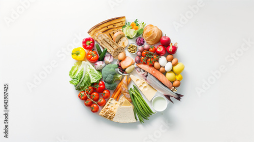 Visual Guide to a Balanced Diet on a White Background